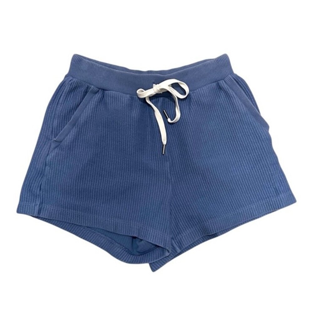 Aerie Blue Ribbed Shorts with Drawstring- Size S